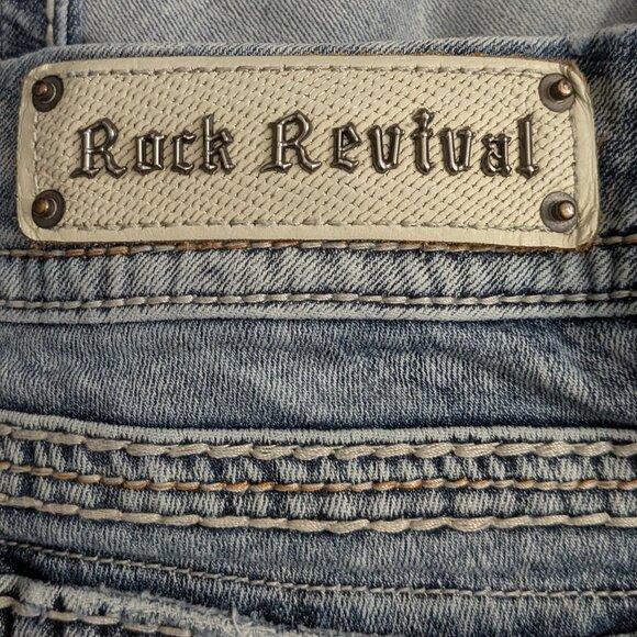 Rock Revival Women's Distressed Blue Skinny Jeans Size 30 - Picture 9 of 15